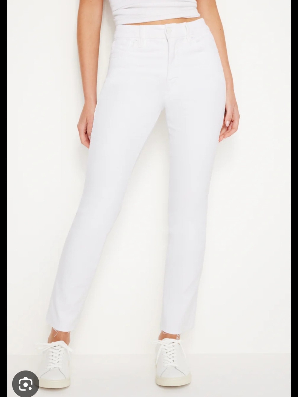 Good American White High-Rise Straight Leg Jeans